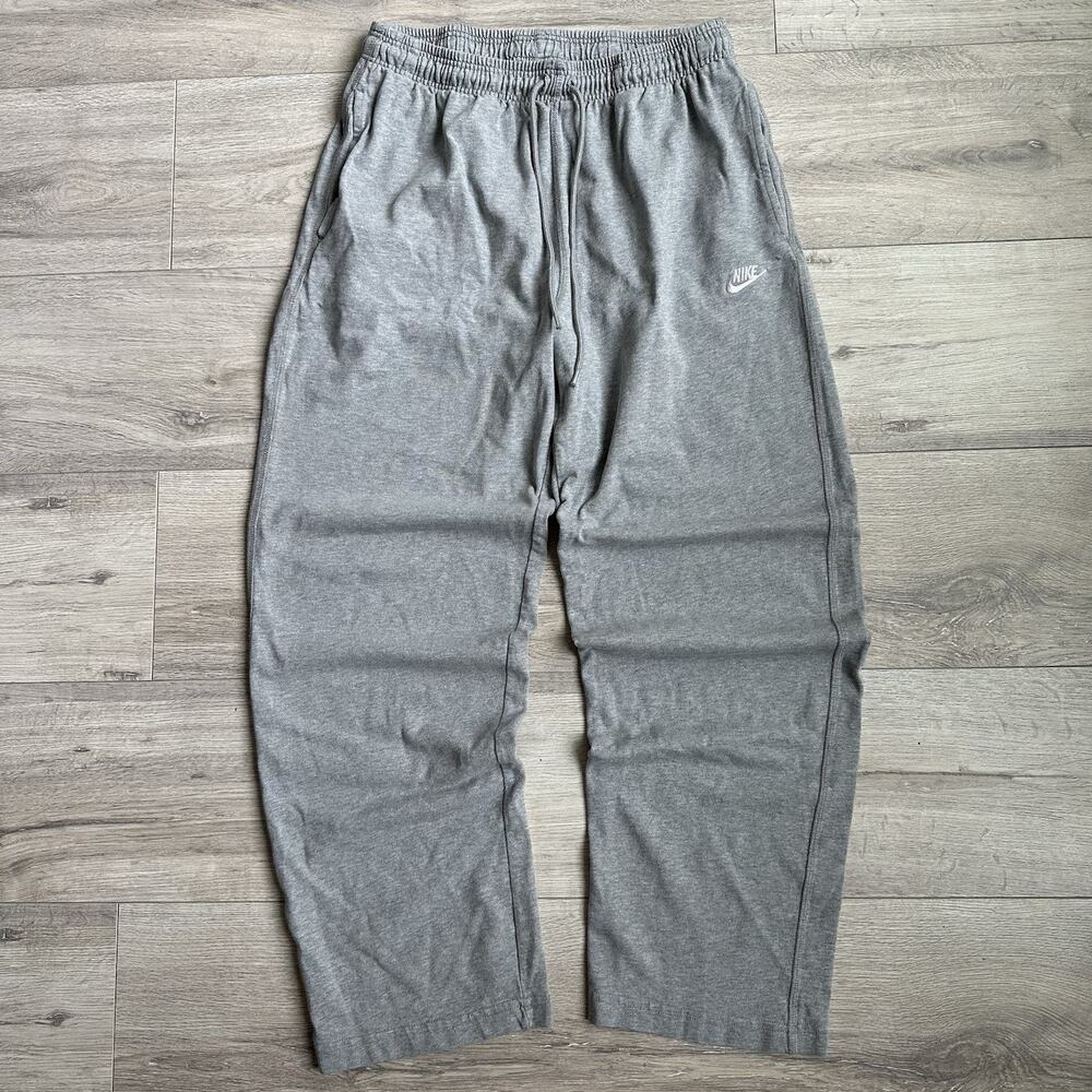 Nike Sweatpants Men’s Large Gray Baggy Wide Leg Open Hem Knit Lightweight